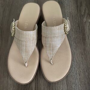 Anne Klein Beige Slide Sandals with Sparkling Accents
